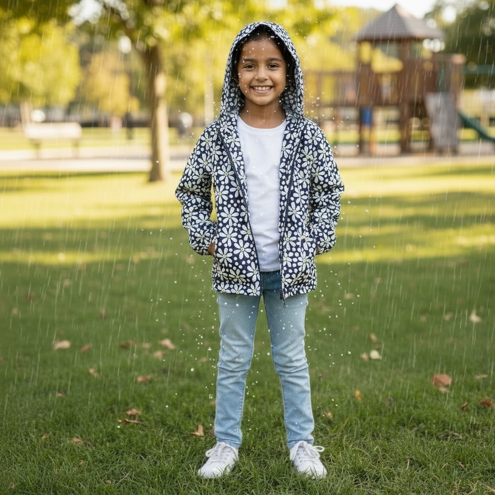 Gymboree Navy and White Kids Raincoat